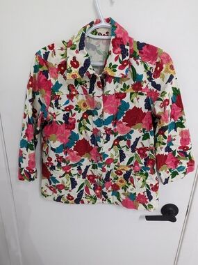 Women's Floral Print Pink White Jacket